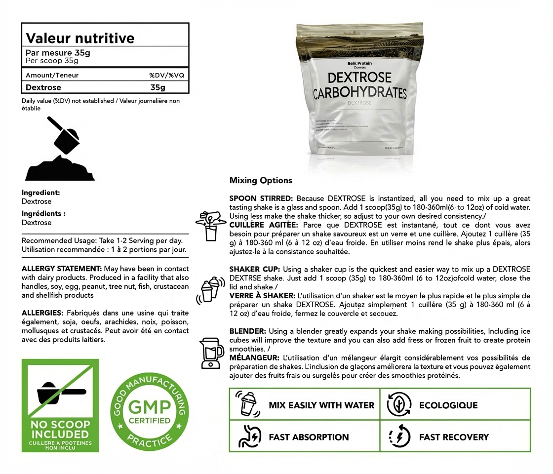 Bulk Dextrose Carbohydrate - 100% Premium Canadian Powder