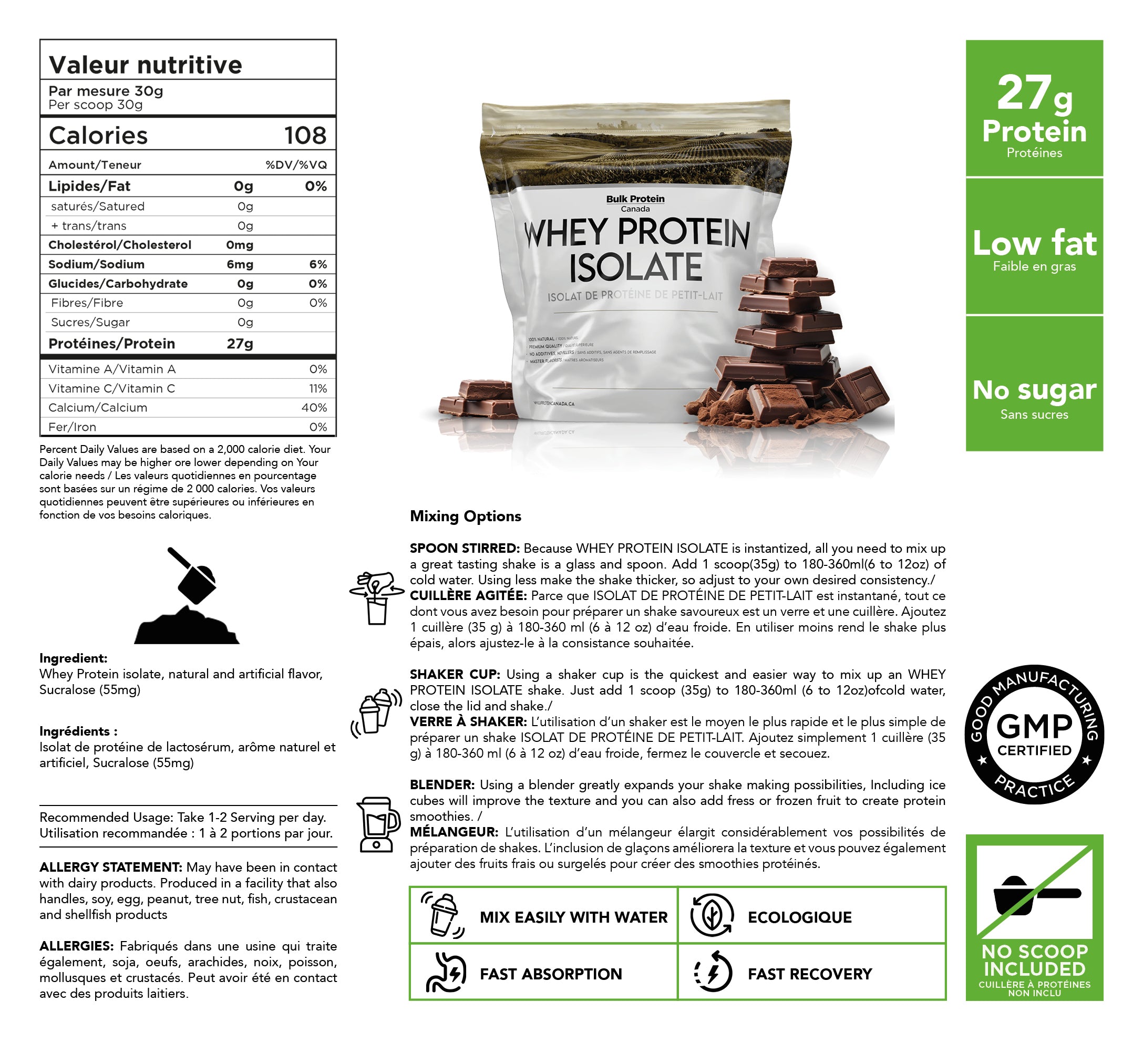 Bulk Whey Isolate Protein - 100% Premium Canadien Powder | Pure – Bulk ...